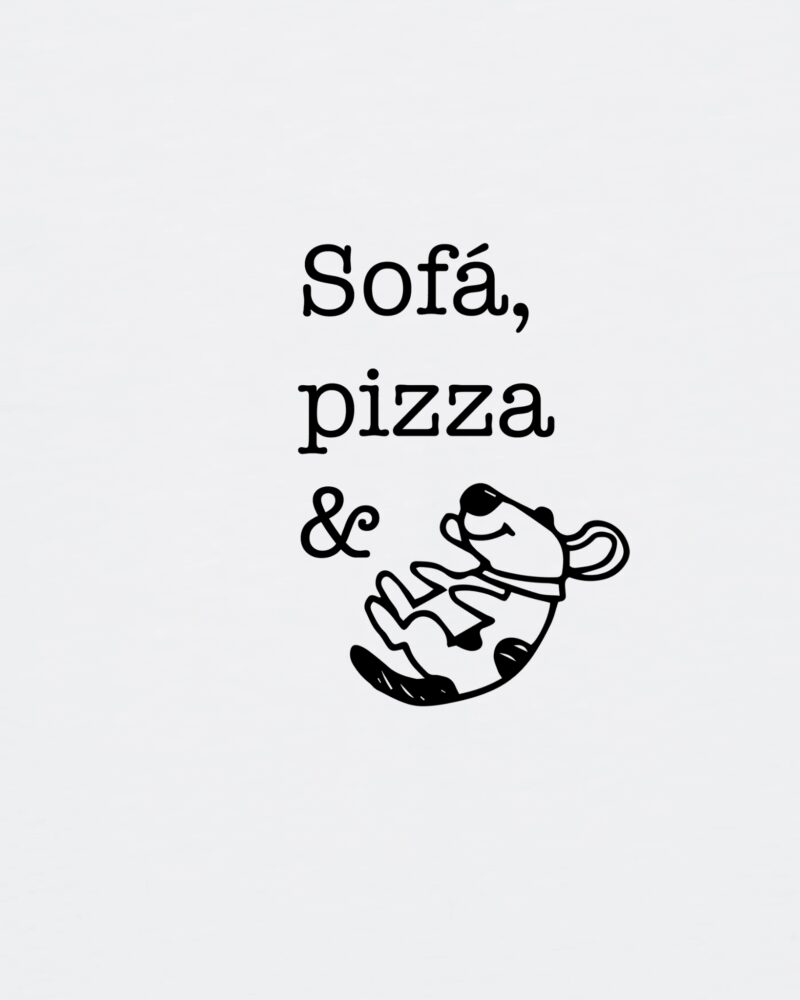 Sofá, pizza & perris