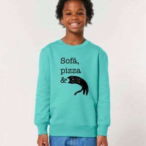 Sofá, pizza & gato