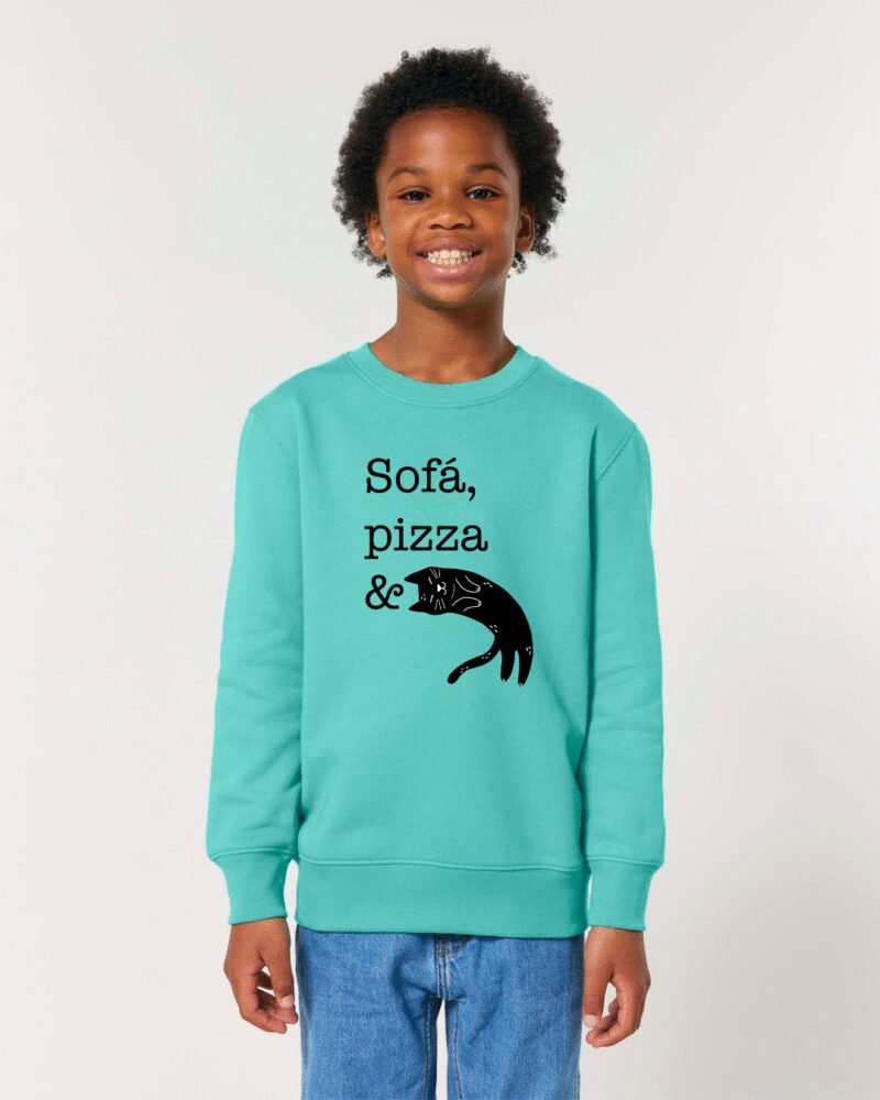 Sofá, pizza & gato